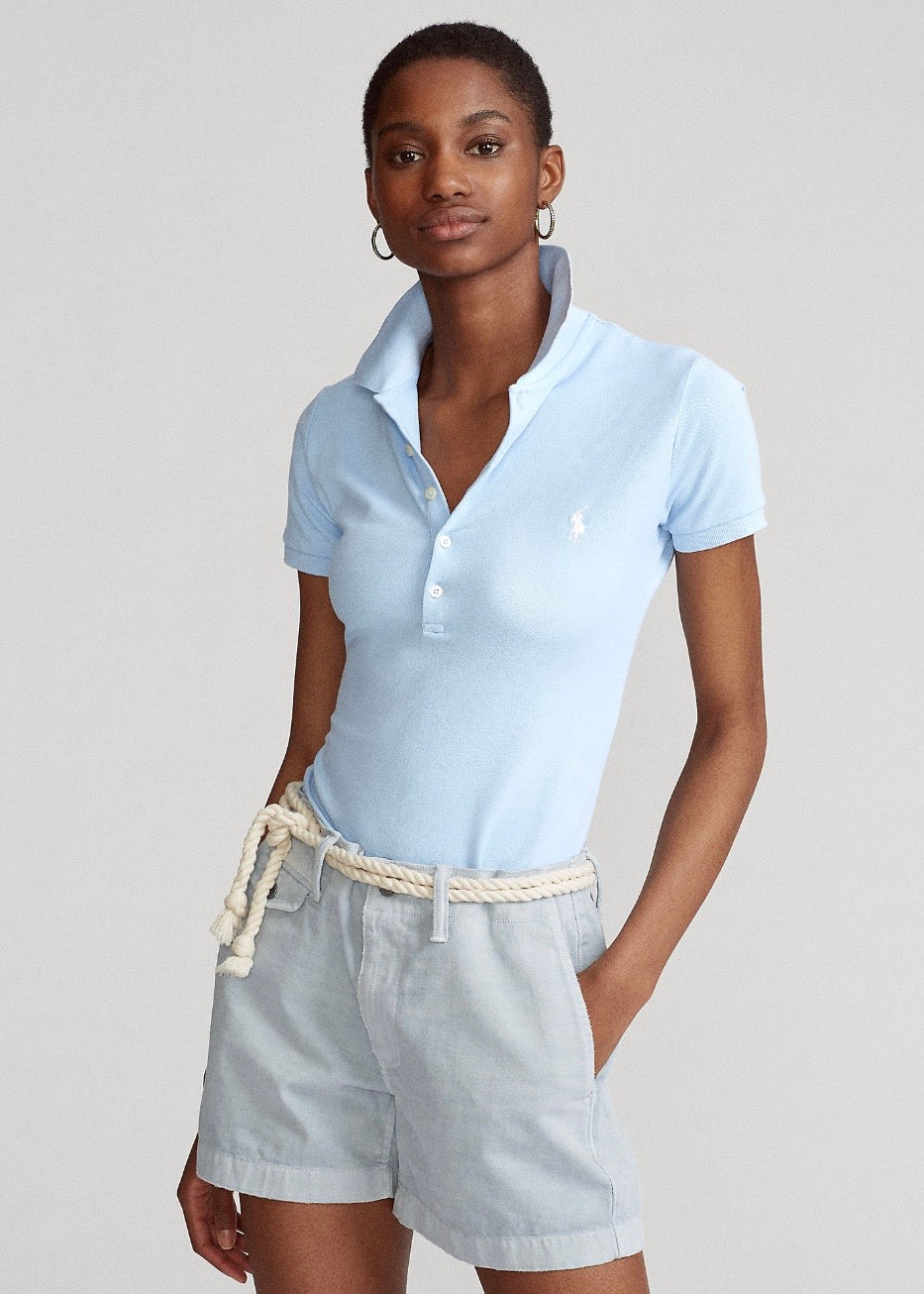 Slim Fit Stretch Polo Shirt Office Blue