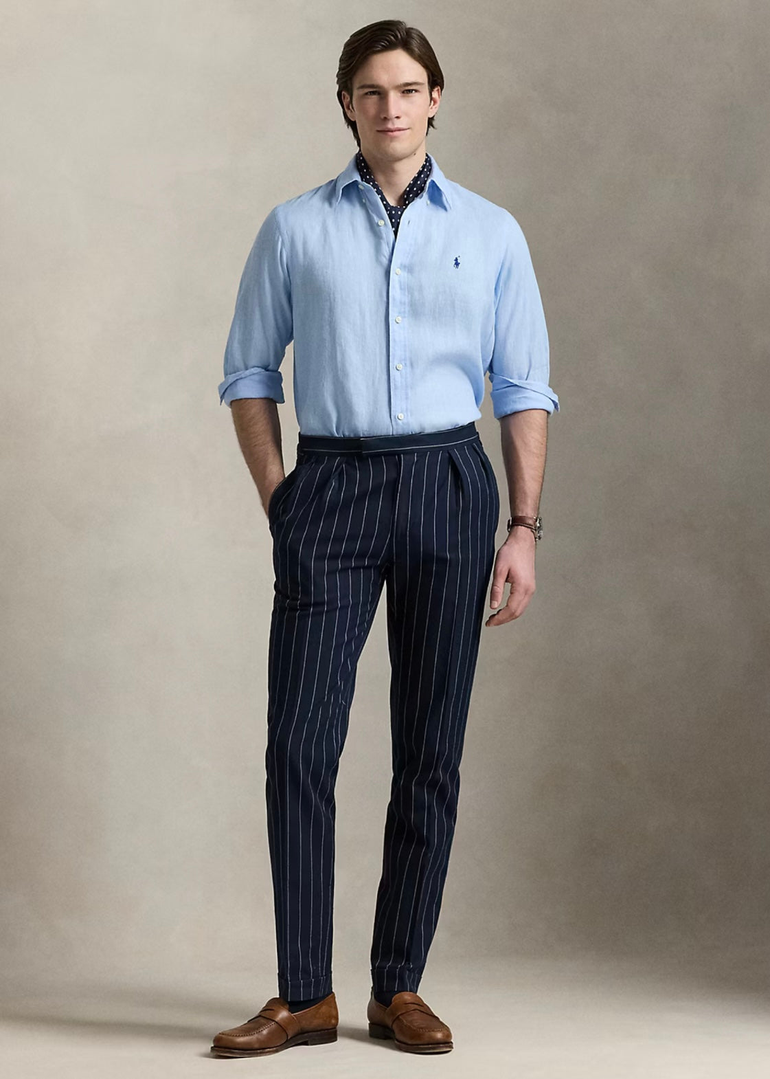 Ralph Lauren Linen shirt custom fit - Office Blue