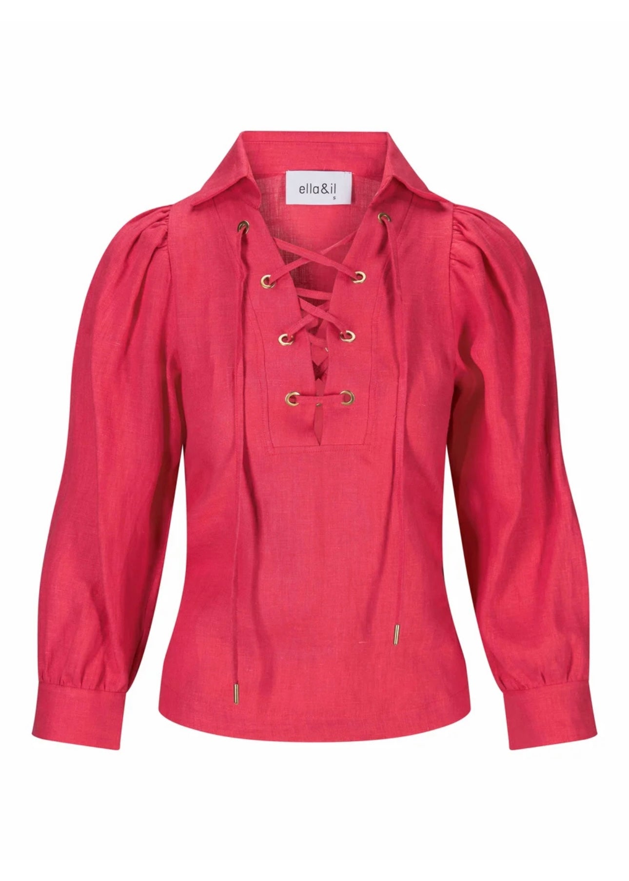 Ella&il Vivienne Linen blouse - Raspberry
