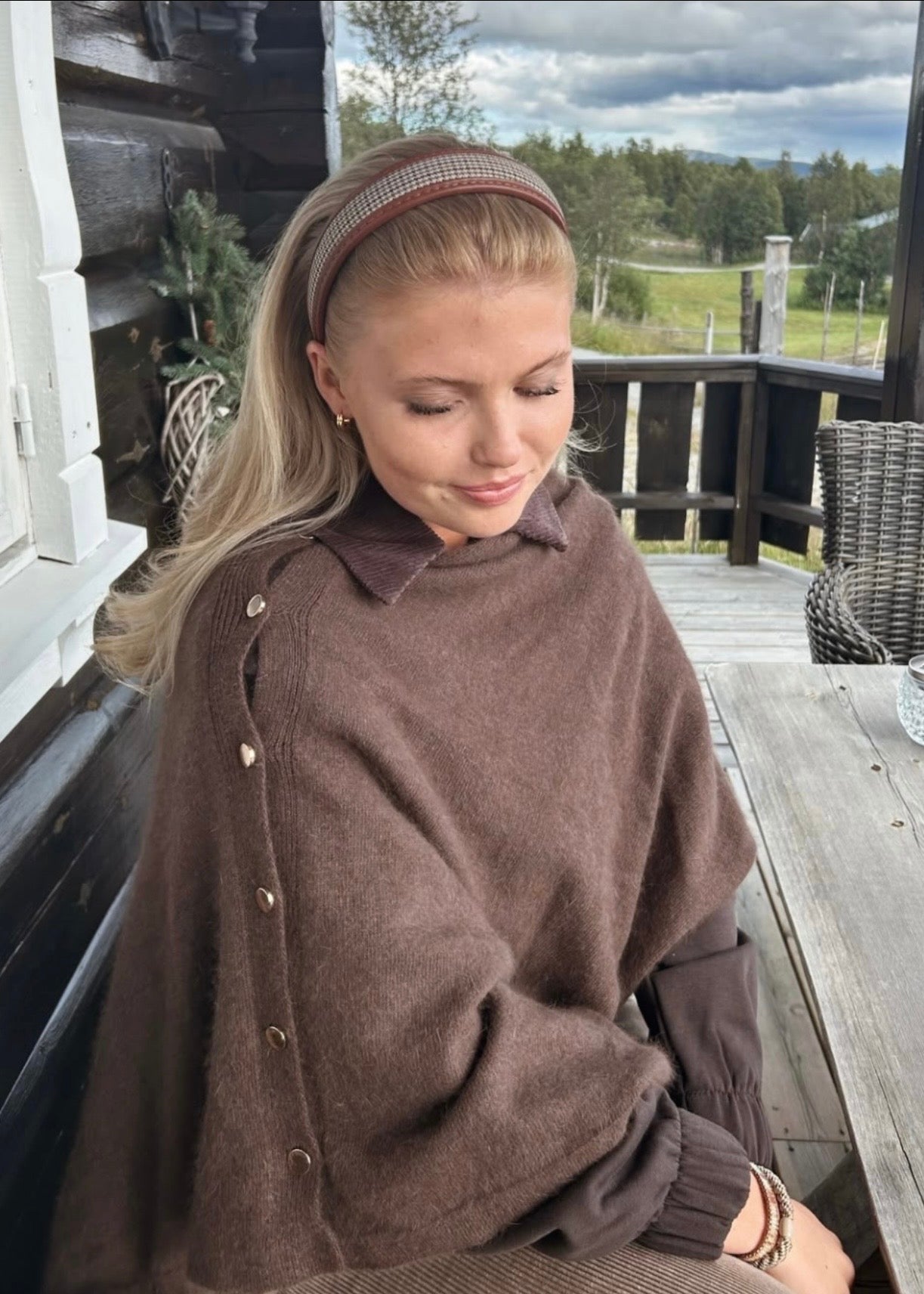 Angora Poncho Brown
