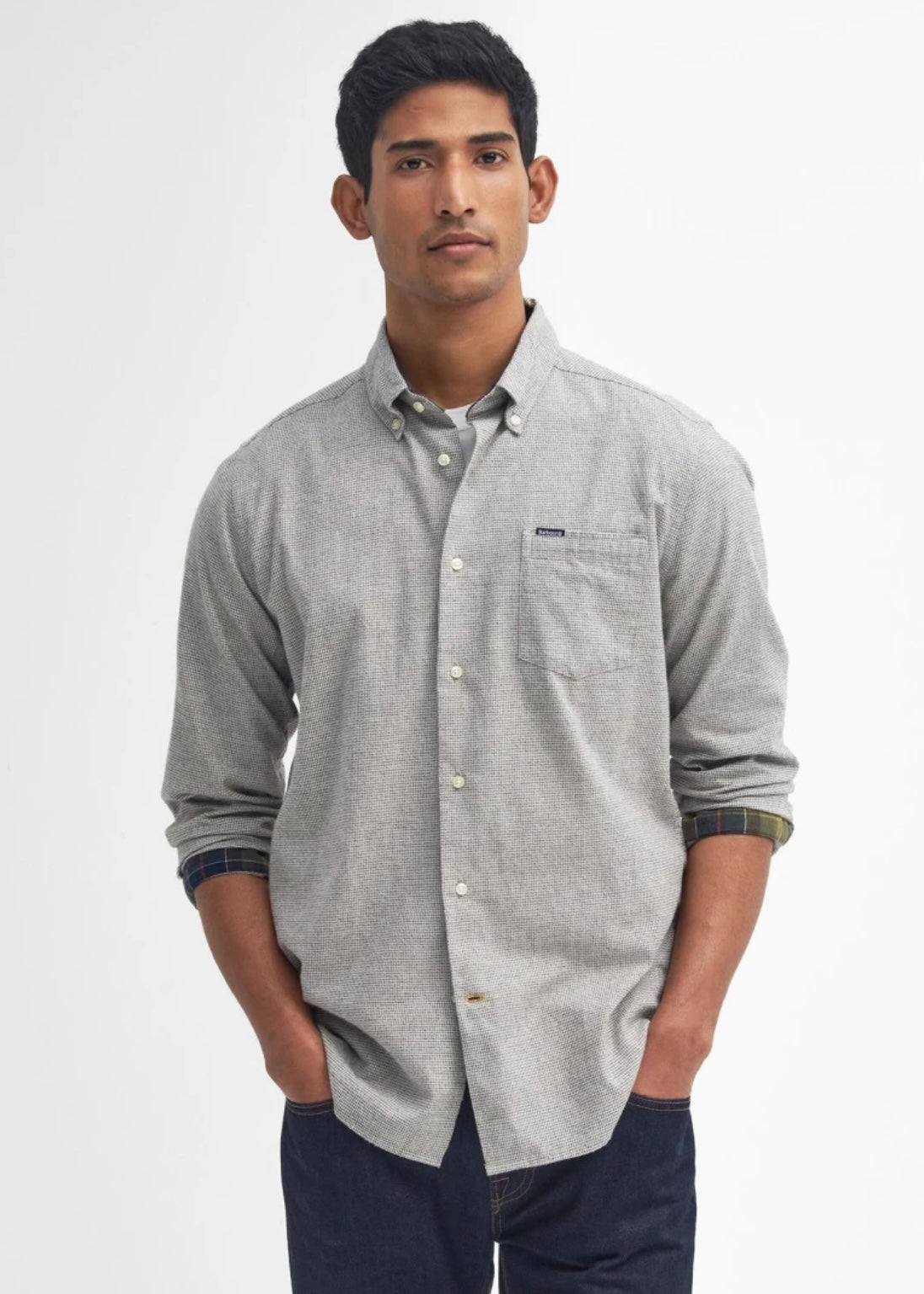 Turner Tailored Houndtooth shirt Olive