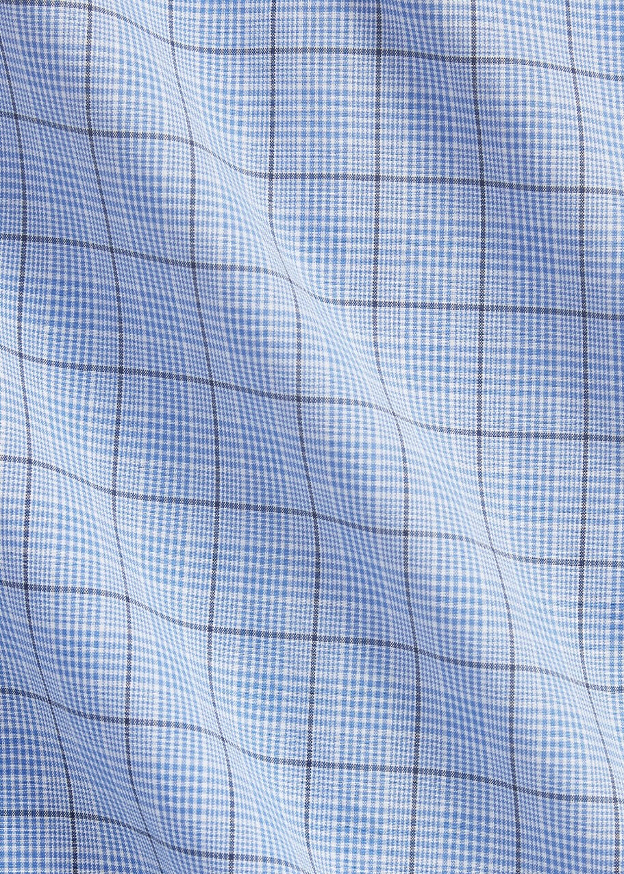Custom Fit Checked Poplin Shirt Blue
