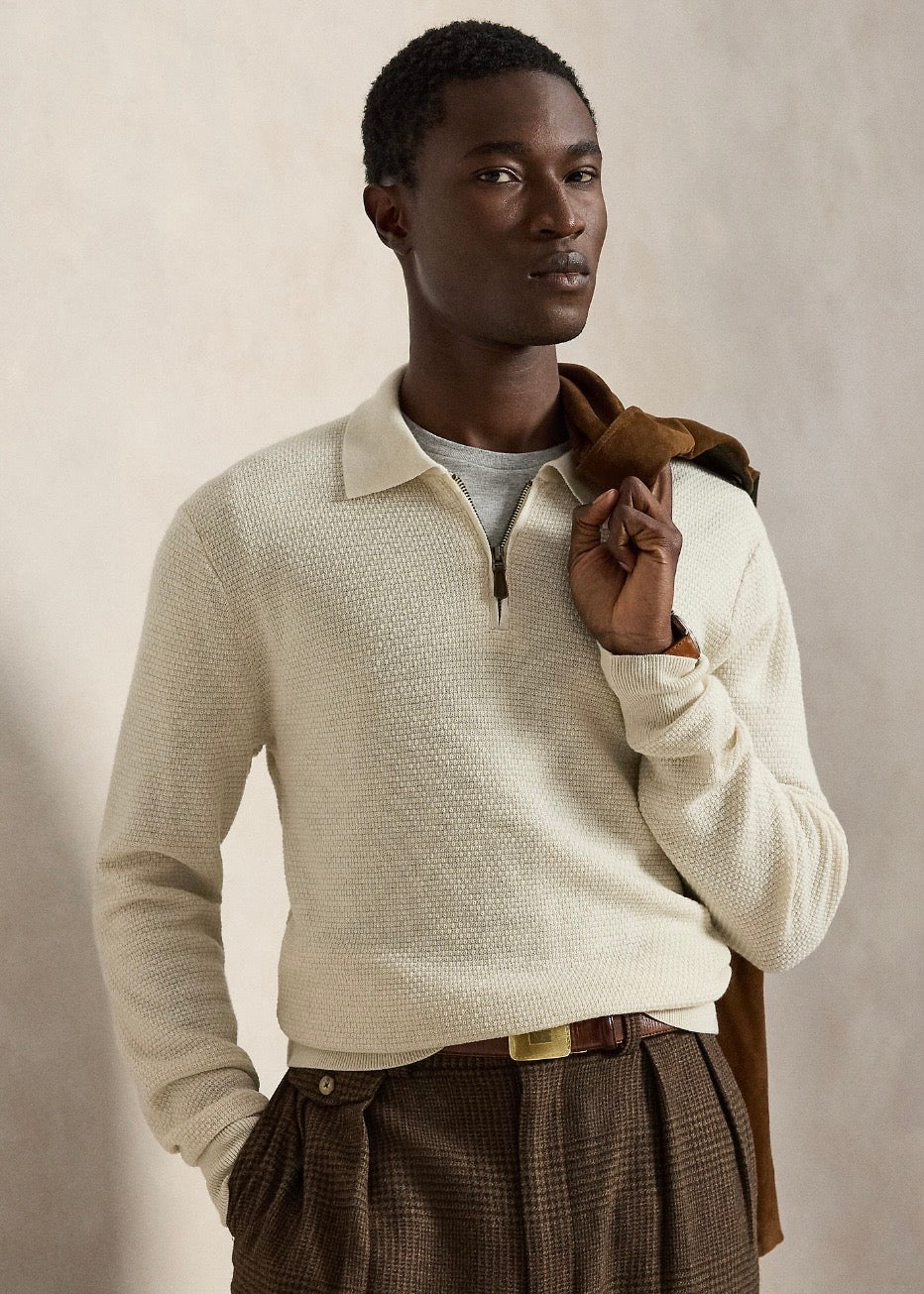 Wool Polo Collar Sweater Trifle Cream