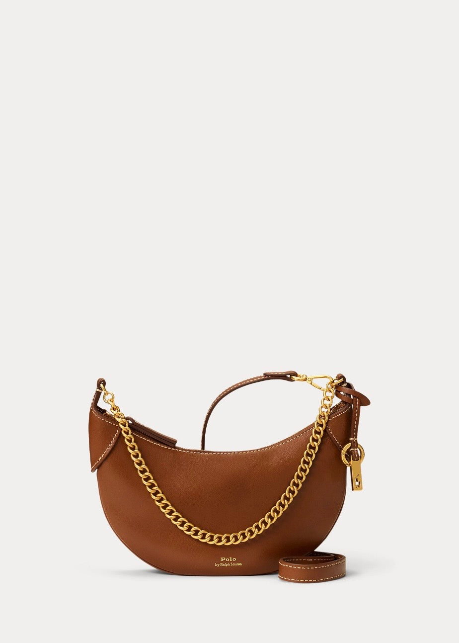 Polo ID Leather Mini Chain Bag Brown