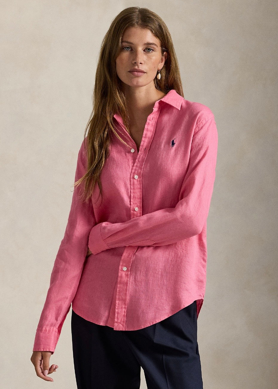 Classic Fit Linen Shirt Pink