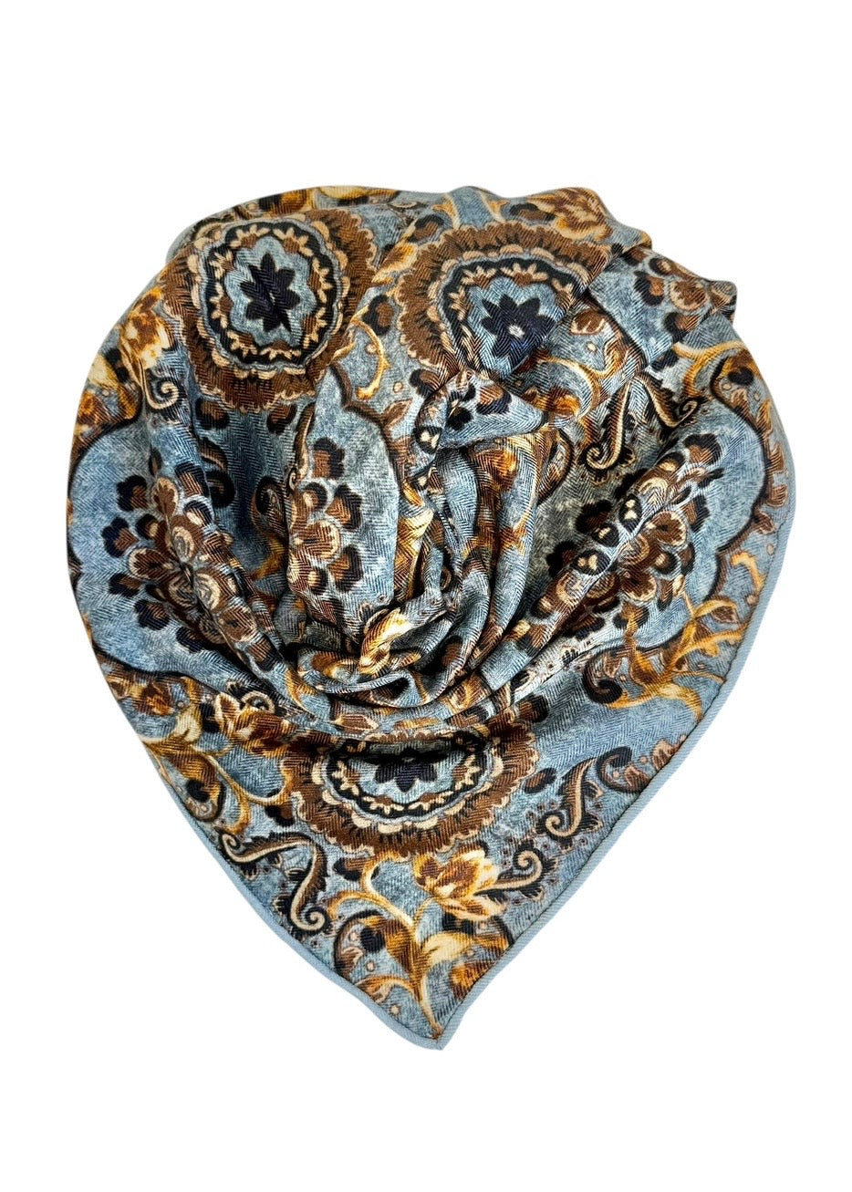 Wool-Silk Scarf Blue