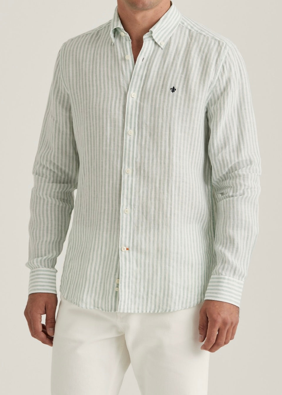 Morris Douglas Linen Stripe shirt - Green
