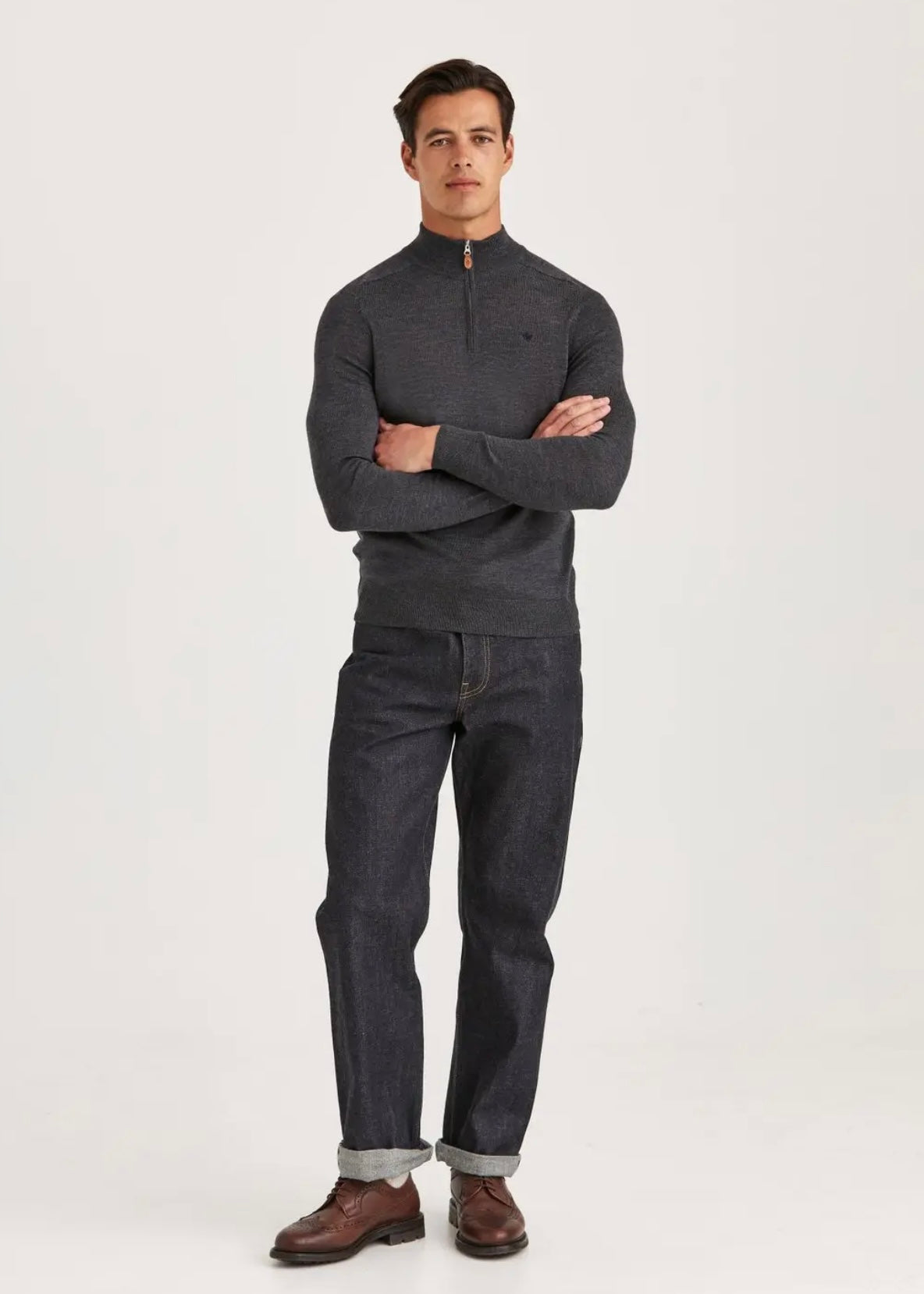 Merino John zip Grey