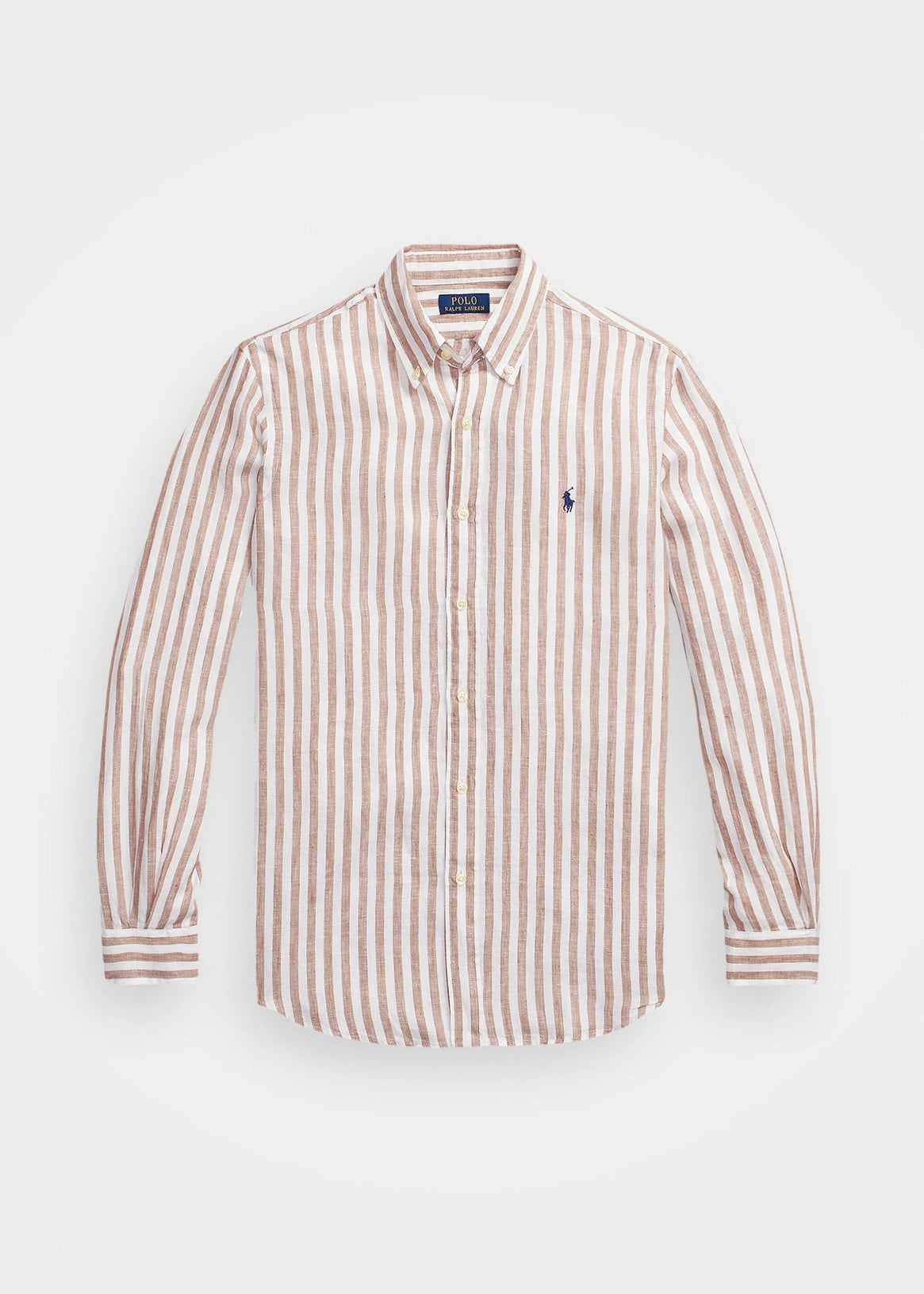 Polo Ralph Lauren Linen shirt custom fit - Khaki/White Stripe