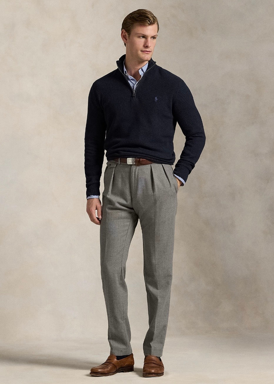 Mesh Knit Quarter Zip Hunter Navy