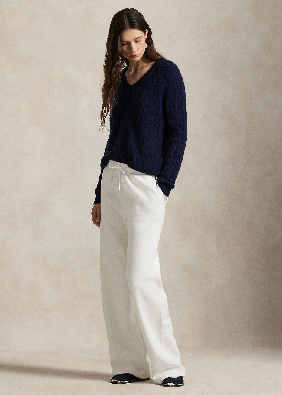 Fleece Wide Sweatpants White