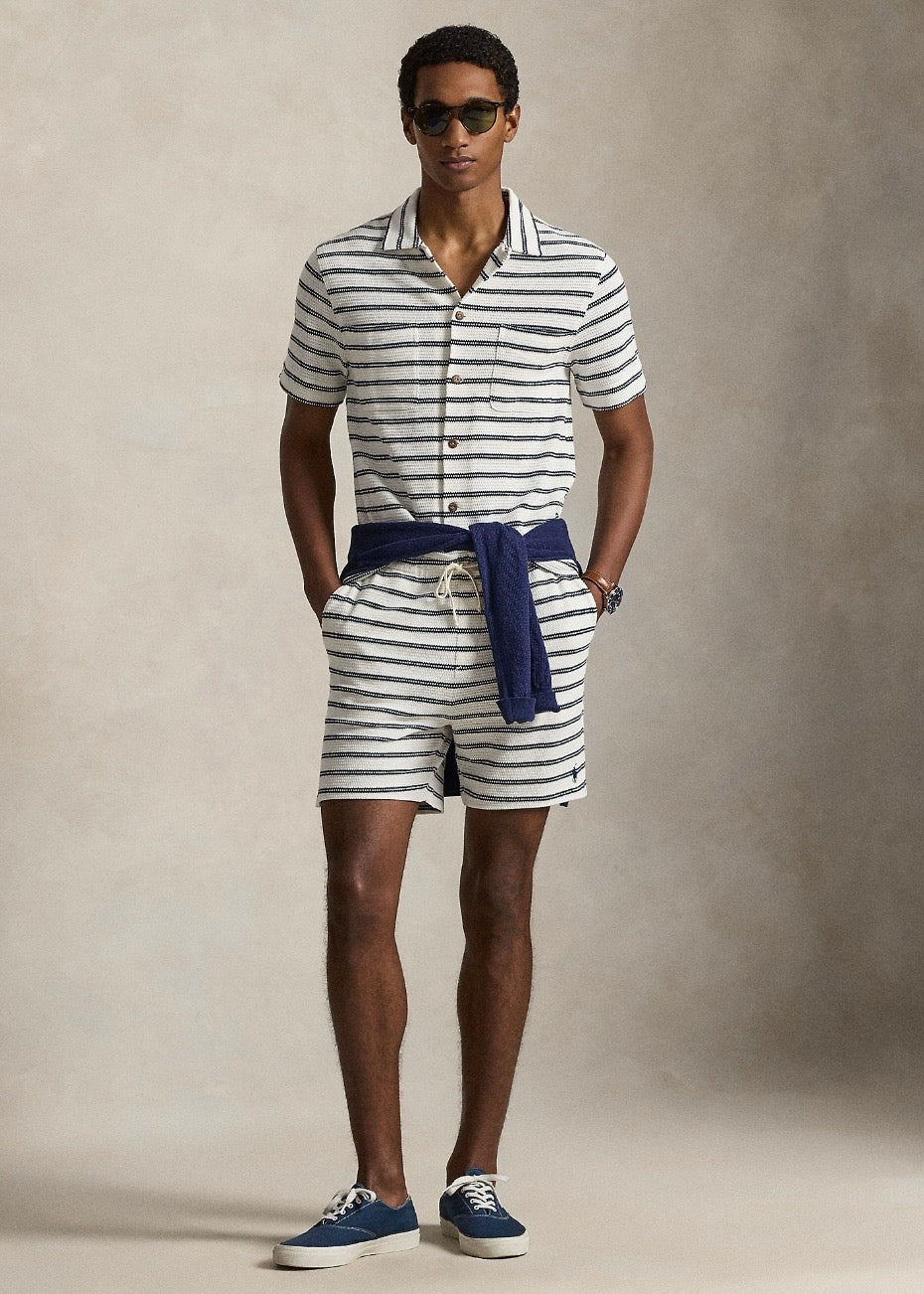 Striped Ribbed Shorts Pale Cream