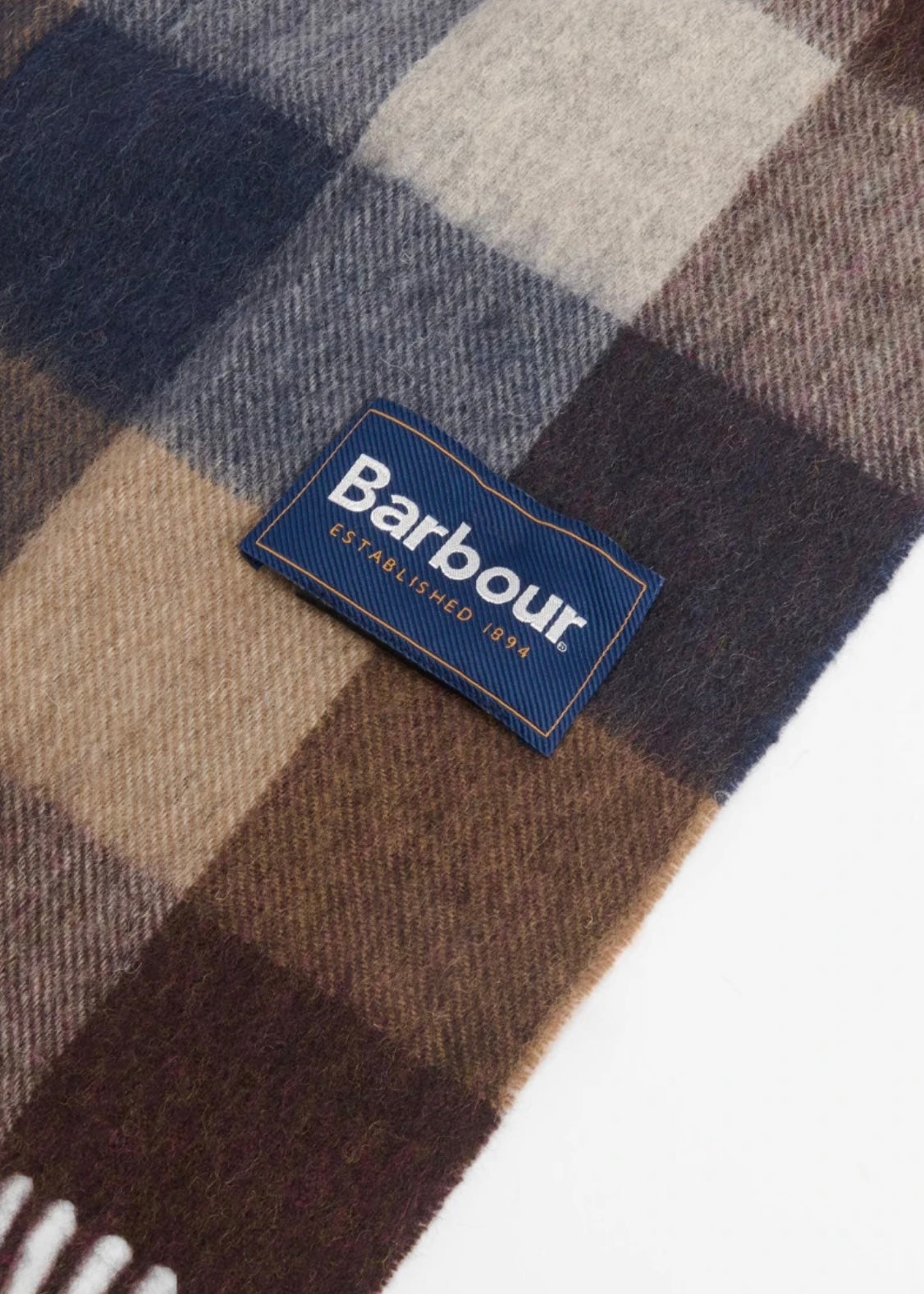 Lambswool Tattersall scarf Midnight Oak