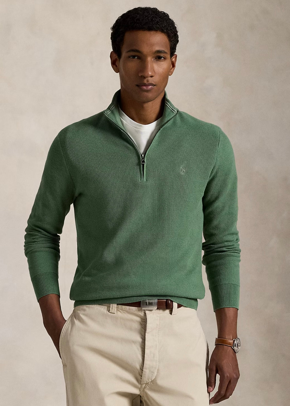 Mesh Knit Quarter Zip Fatigue