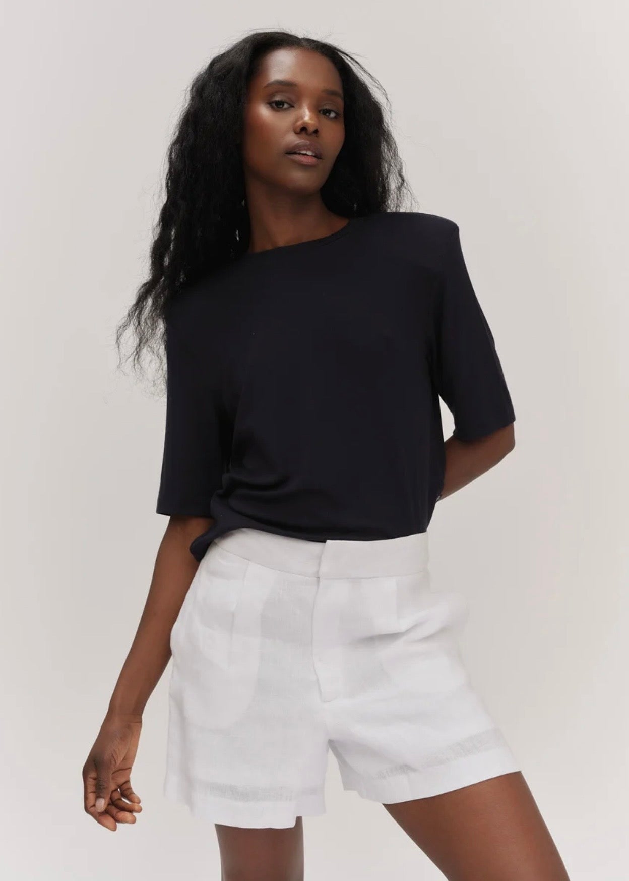 Freya Solid Linen Shorts White