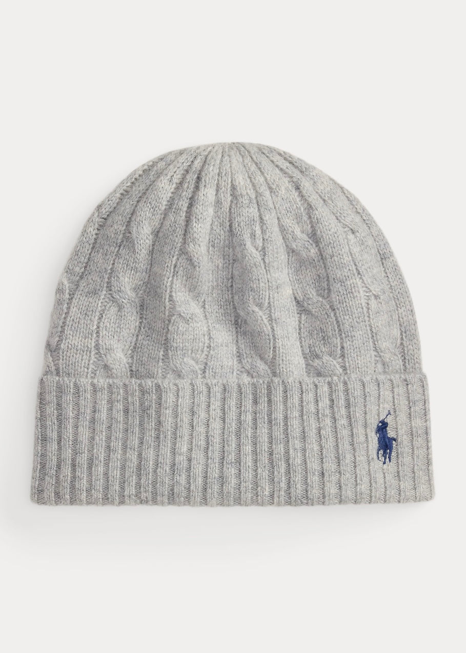 Cable Wool-Cashmere beanie Soft Grey