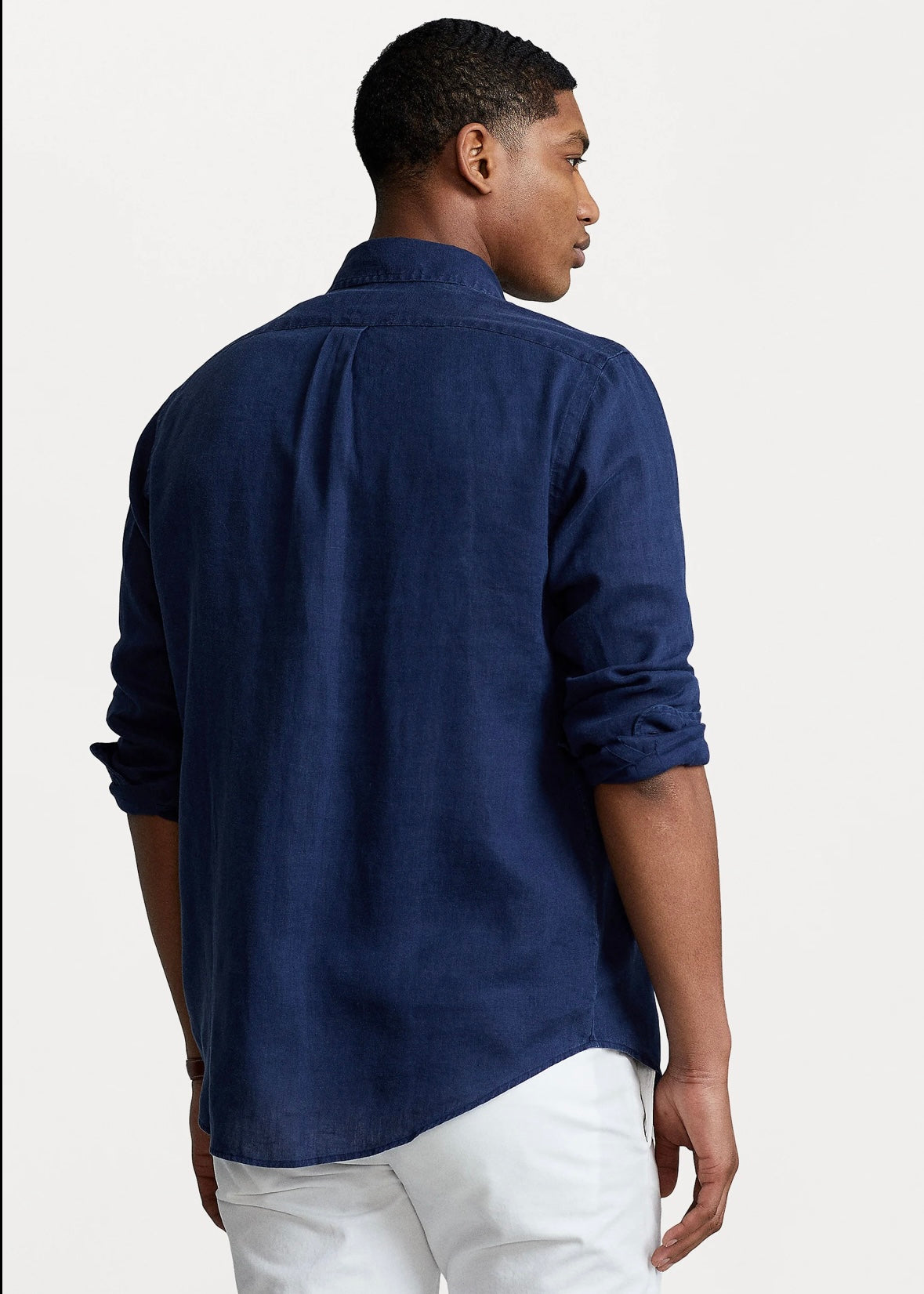 Custom Fit Linen Shirt Navy