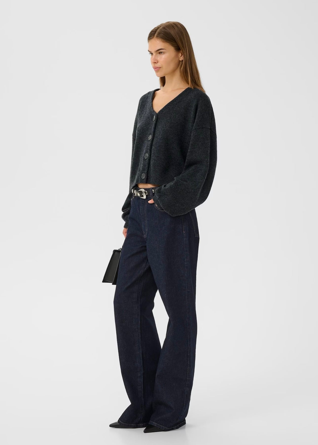 Manzi Wool cardigan Deep Graphite Melange