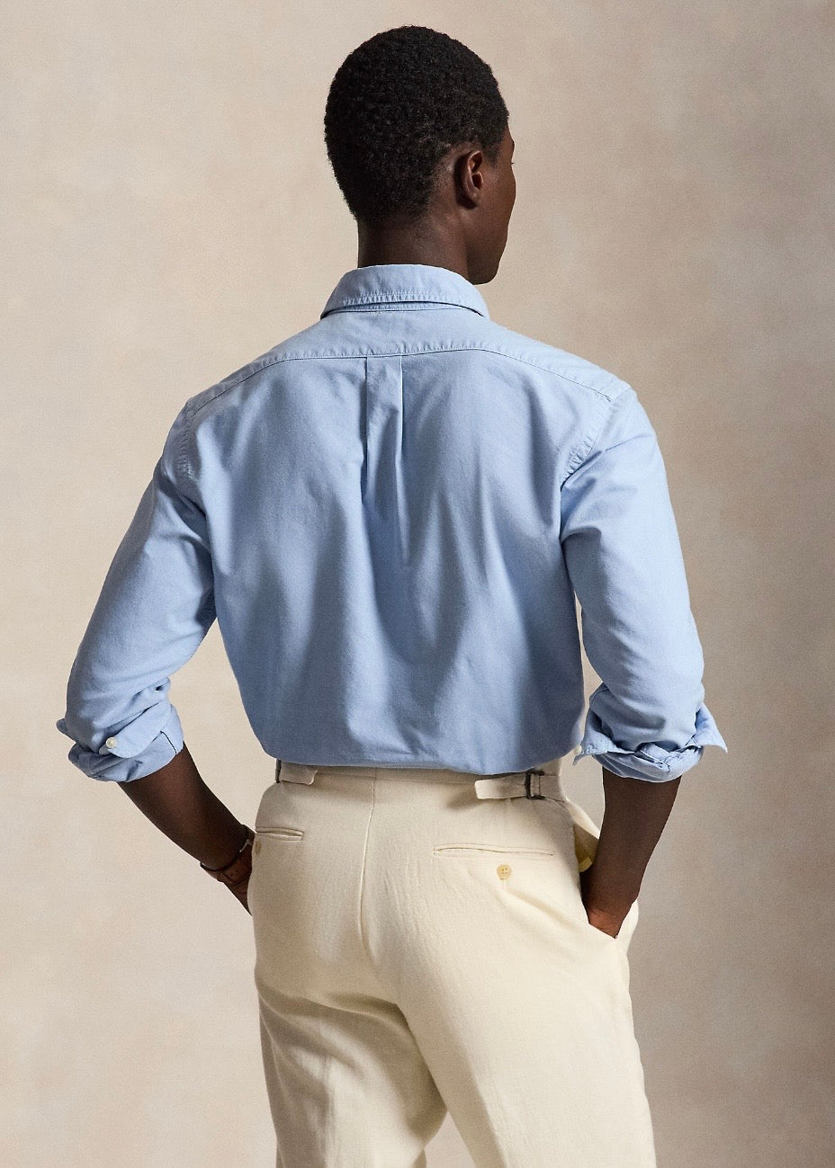 Custom Fit Garment Dyed Oxford Chambray Blue