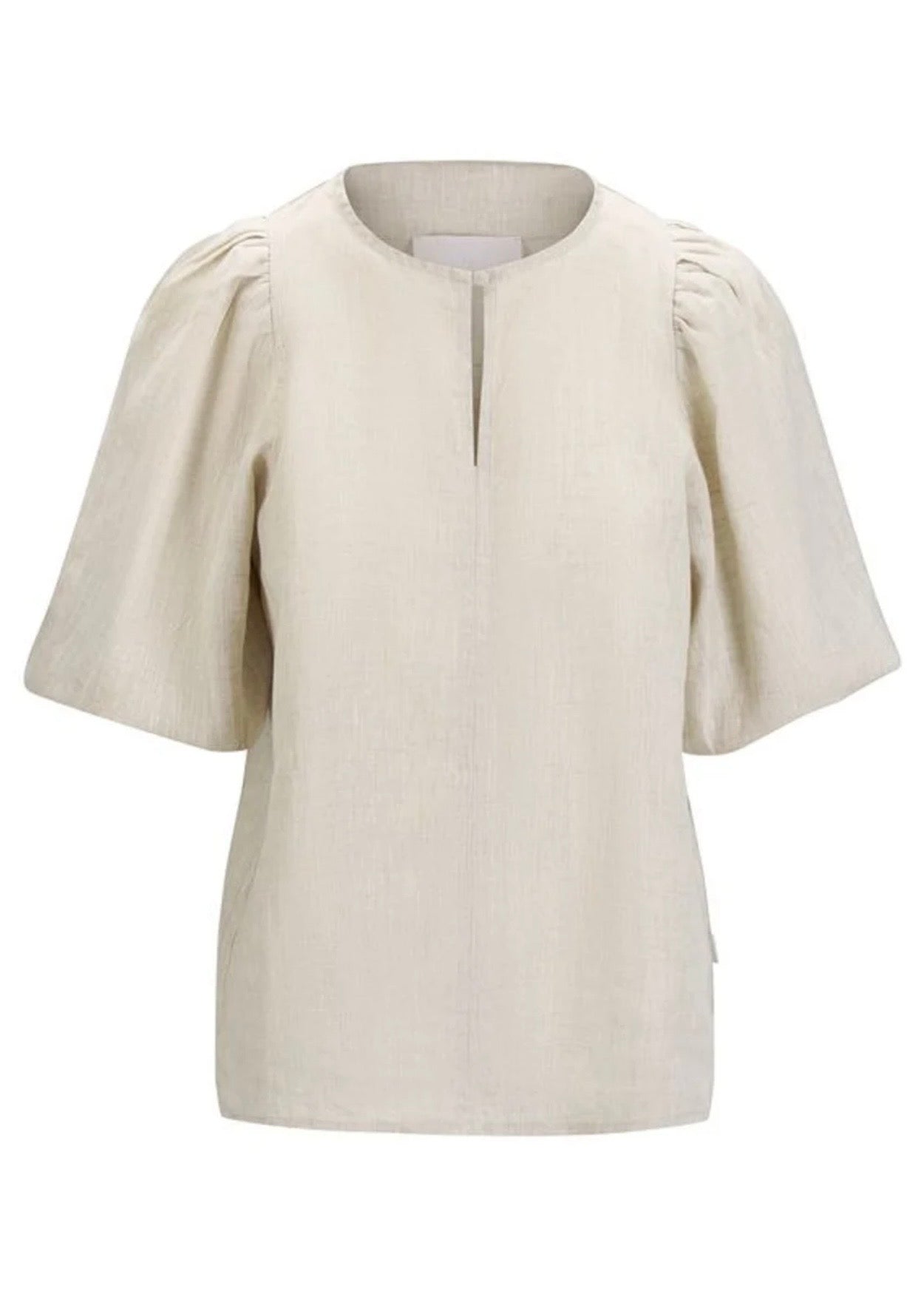 Anna Linen Top Beige Melange