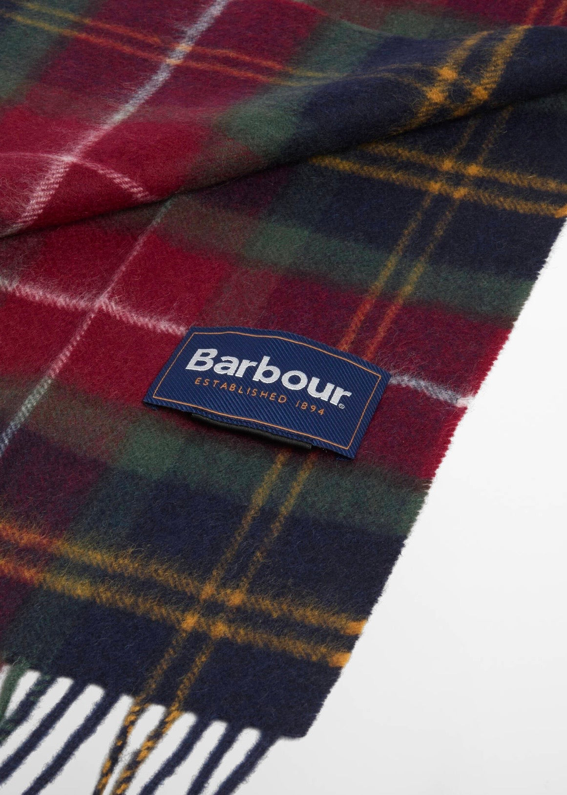 Wool Cashmere Tartan Scarf Red