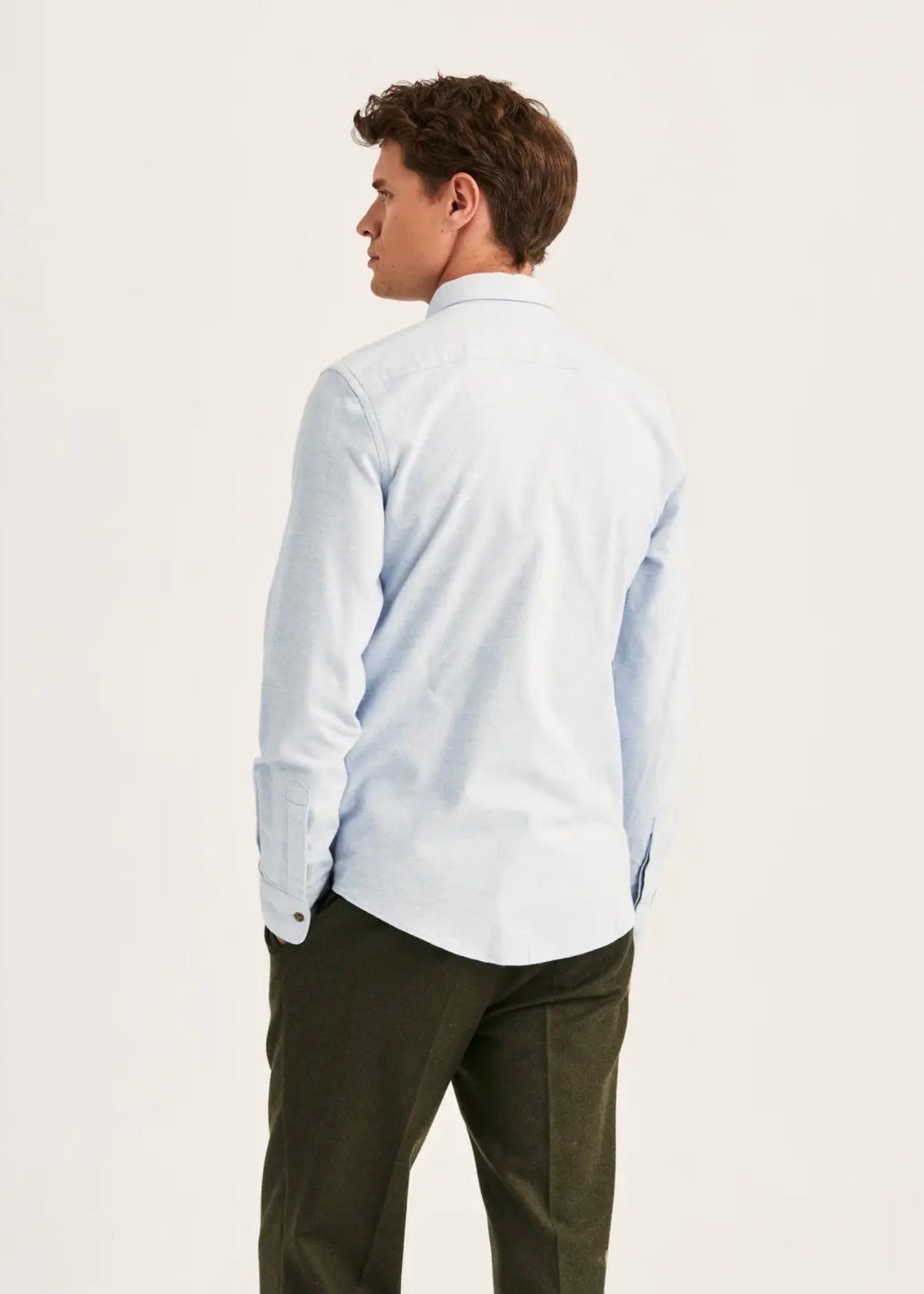 Flannel Herringbone Shirt Light Blue