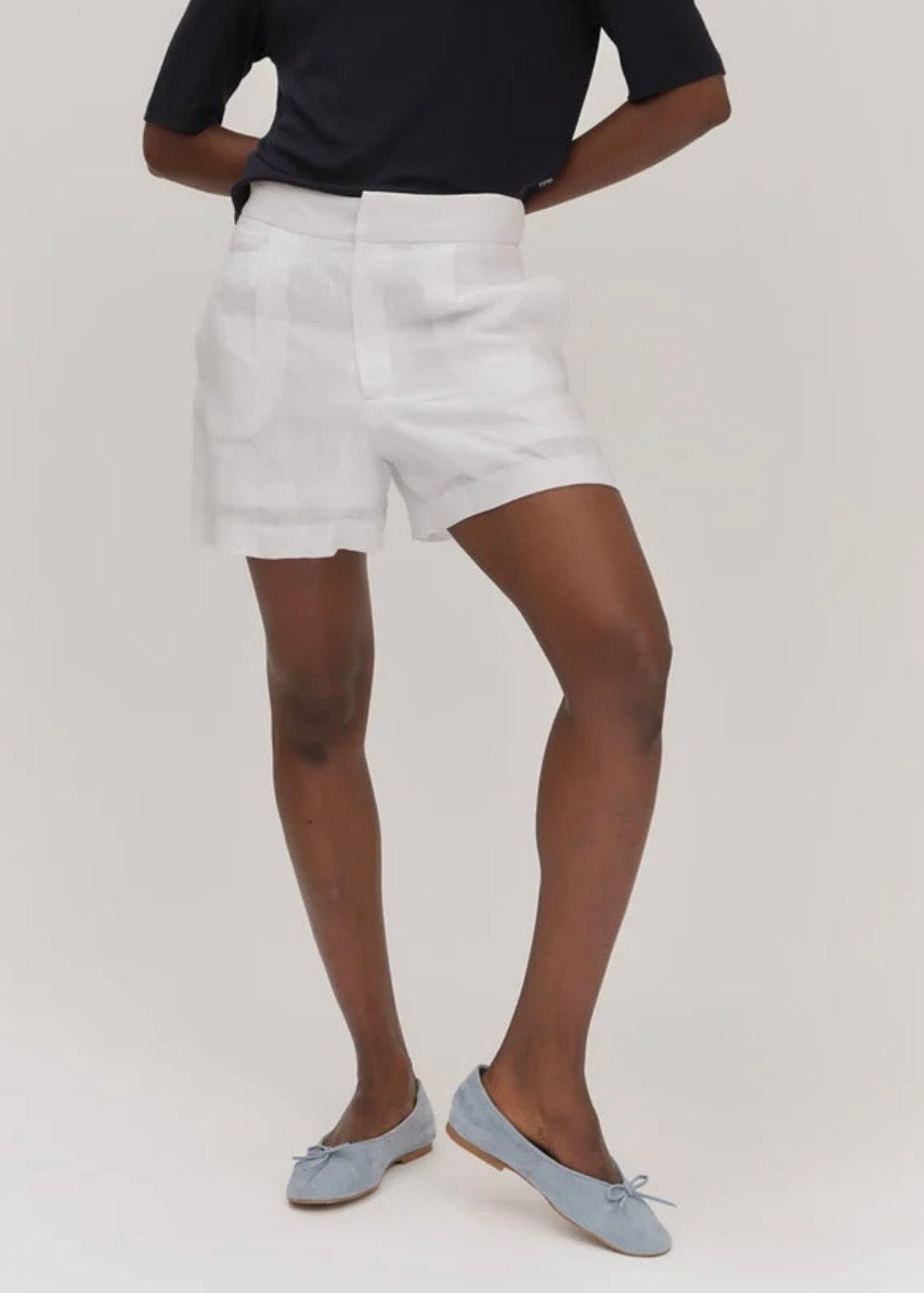 Freya Solid Linen Shorts White