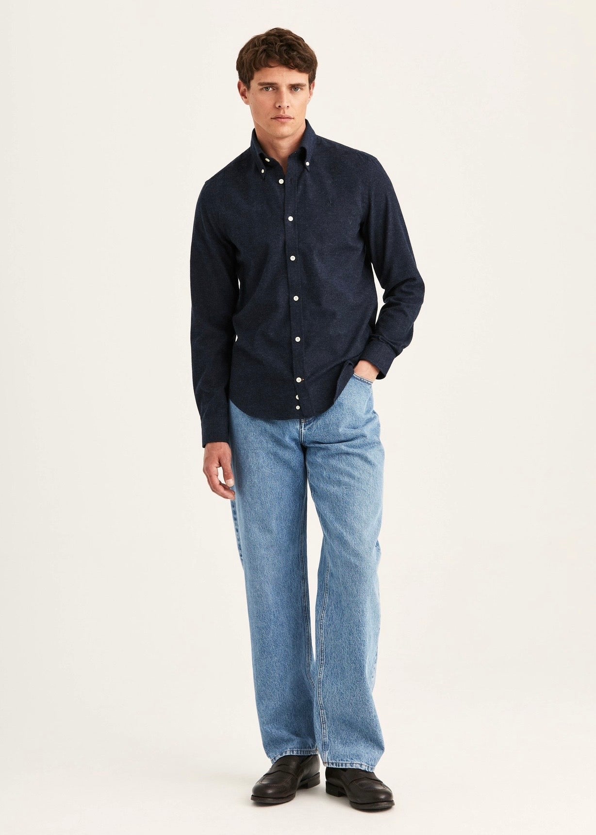 Cashmere Twill Shirt Navy