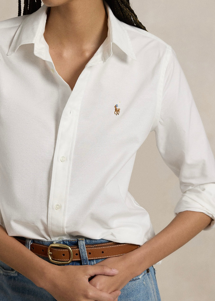 Stretch Slim Fit Oxford shirt White