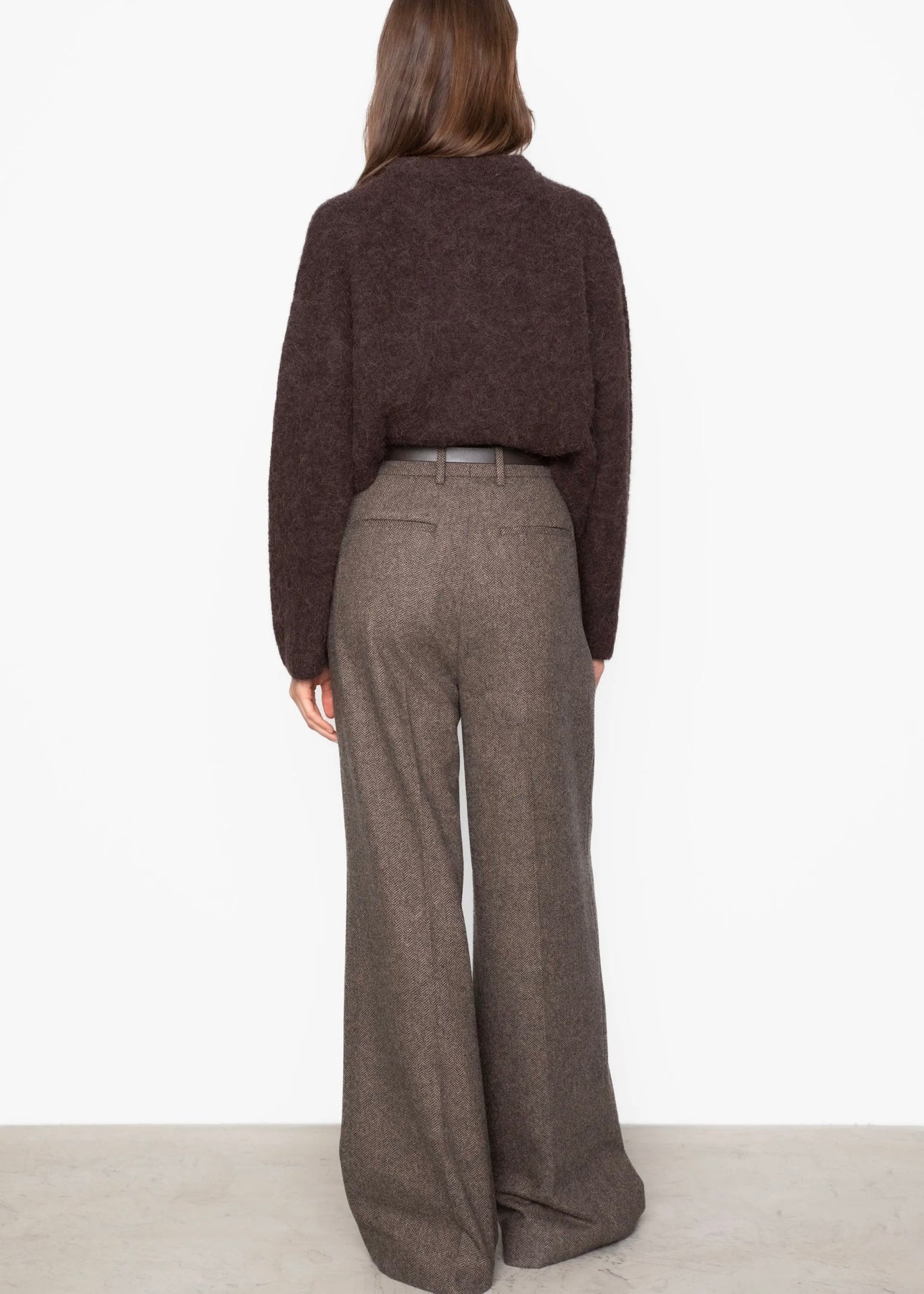 Ava Herringbone trouser Brown
