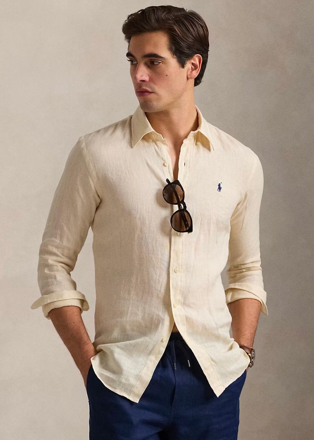 Custom Fit Linen Shirt Full Cream