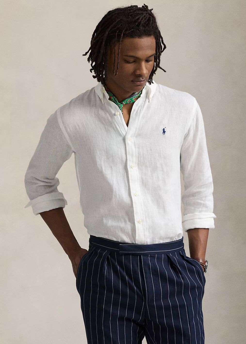 Custom Fit Linen Shirt White