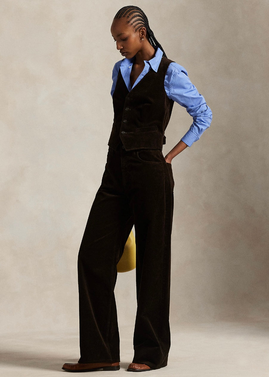 Corduroy Wide Leg Dark Beech