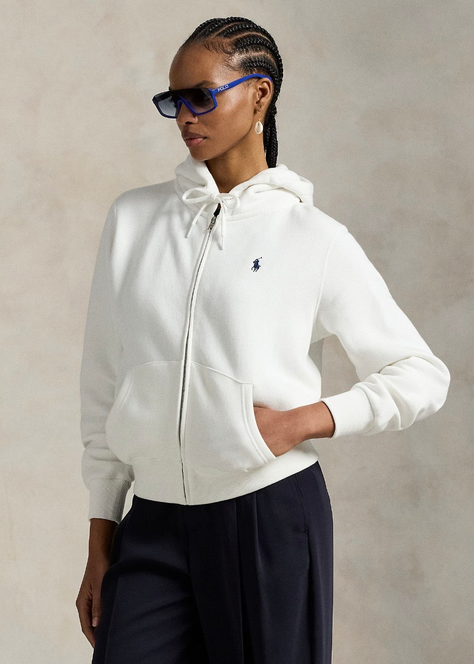 Fleece Full Zip Hoodie White