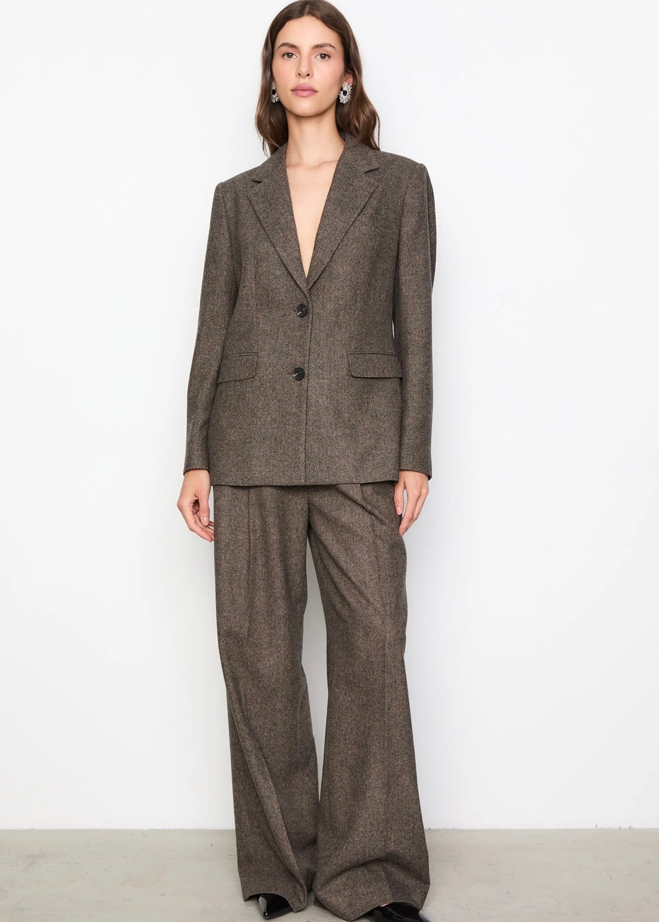 Ava Herringbone trouser Brown