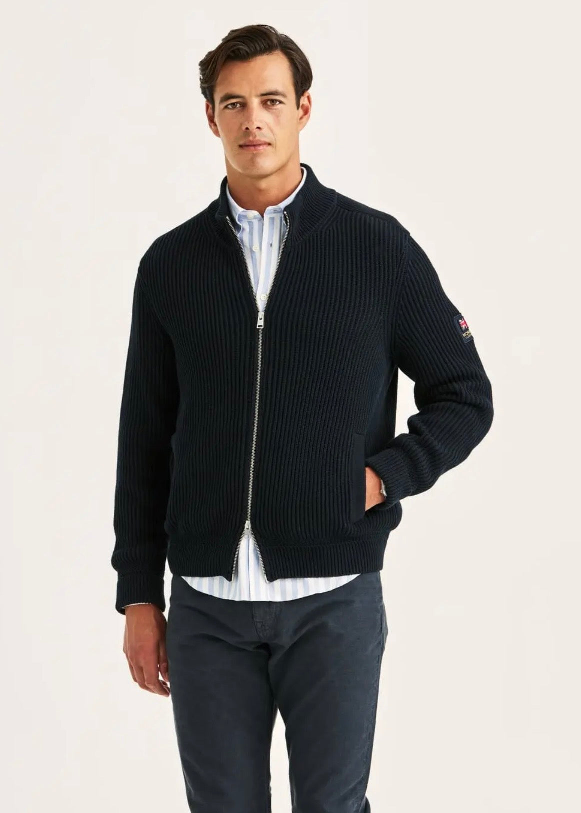 Brenton Zip Cardigan Navy