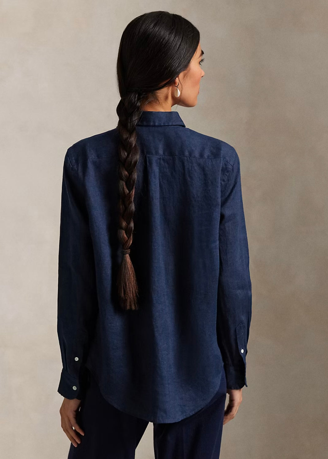 Relaxed Fit Linen Shirt Navy