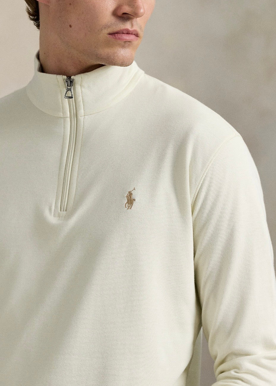 Jersey Quarter Zip Parchment Cream