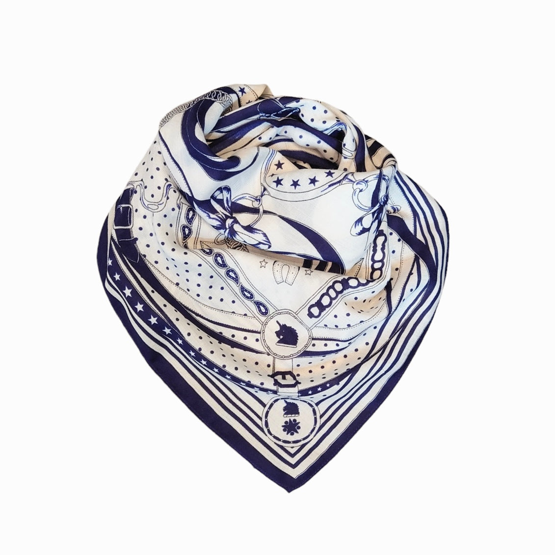 Noma Bomull/Viskose skjerf - Offwhite/Navy