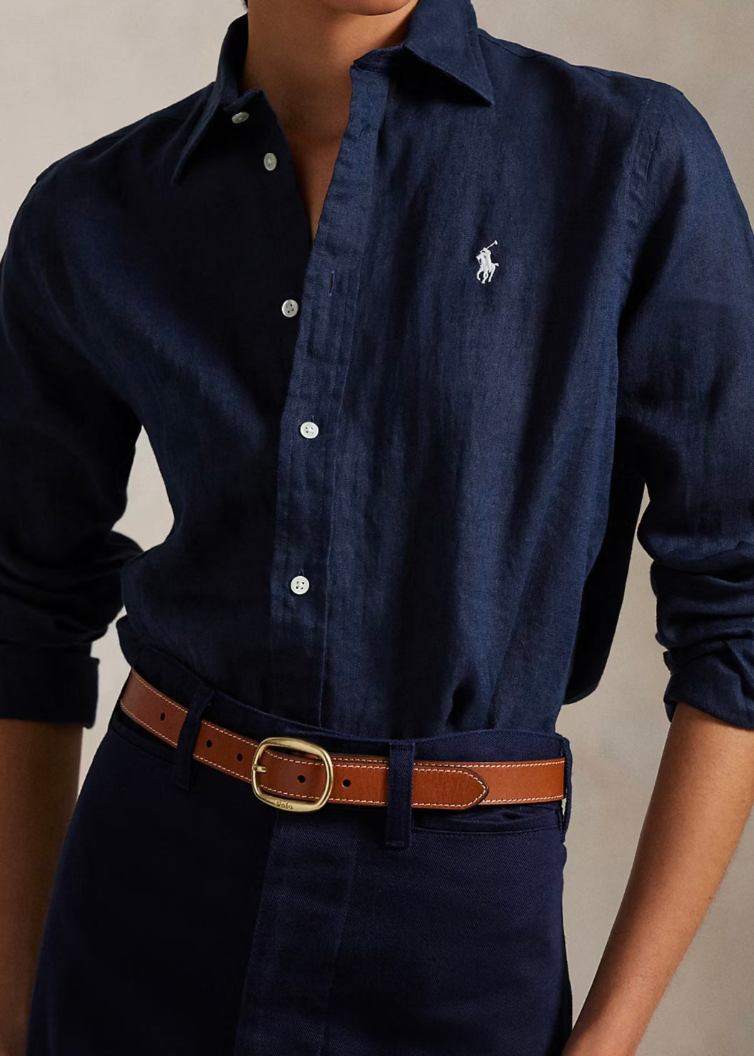 Relaxed Fit Linen Shirt Navy