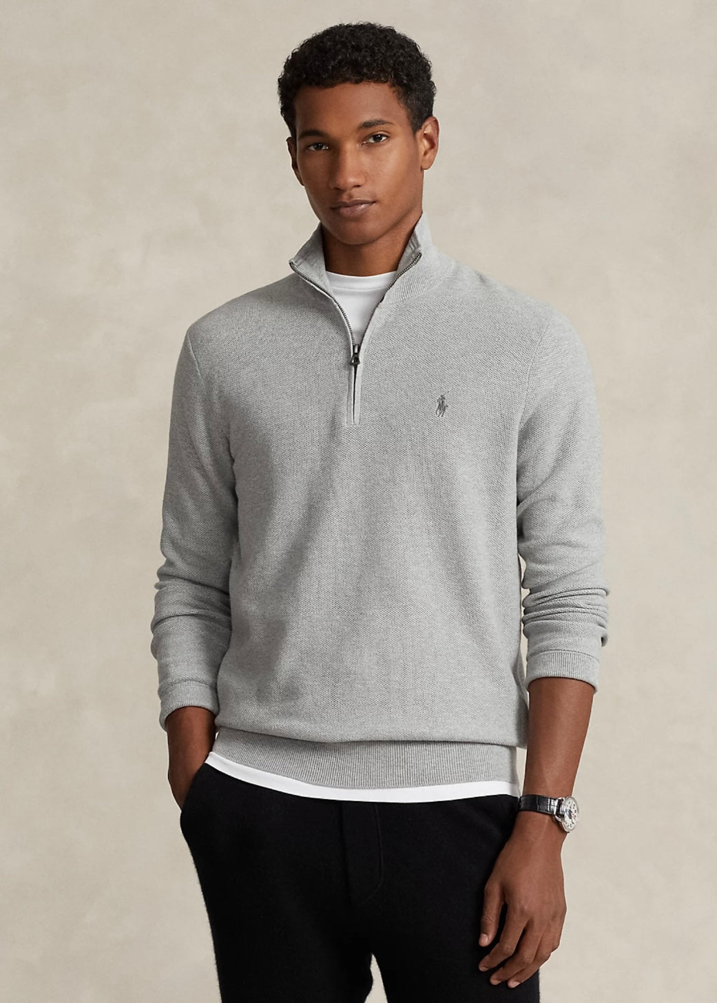 Mesh Knit Quarter Zip Andover Heather