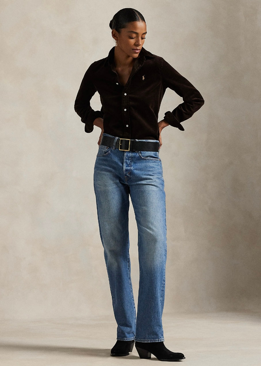 Stertch Slim Fit Corduroy shirt Dark Bleech