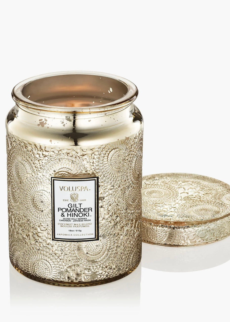 Large Jar Gilt Pomander & Hinoki