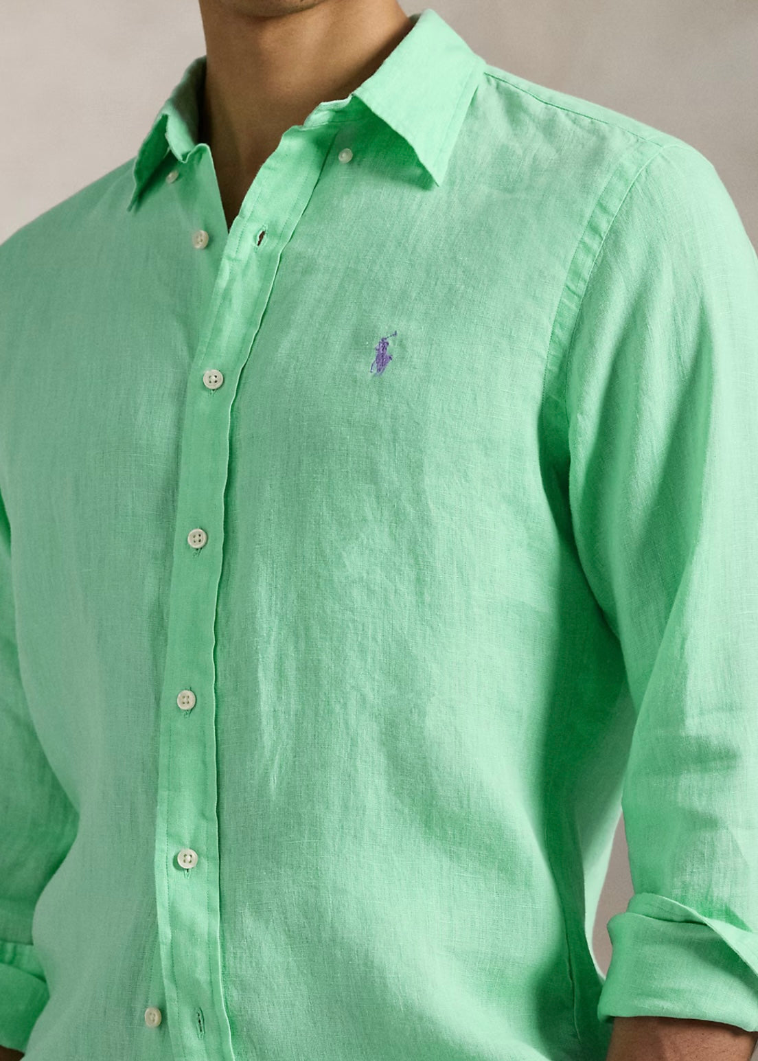 Custom Fit Linen Shirt Aqua Verde