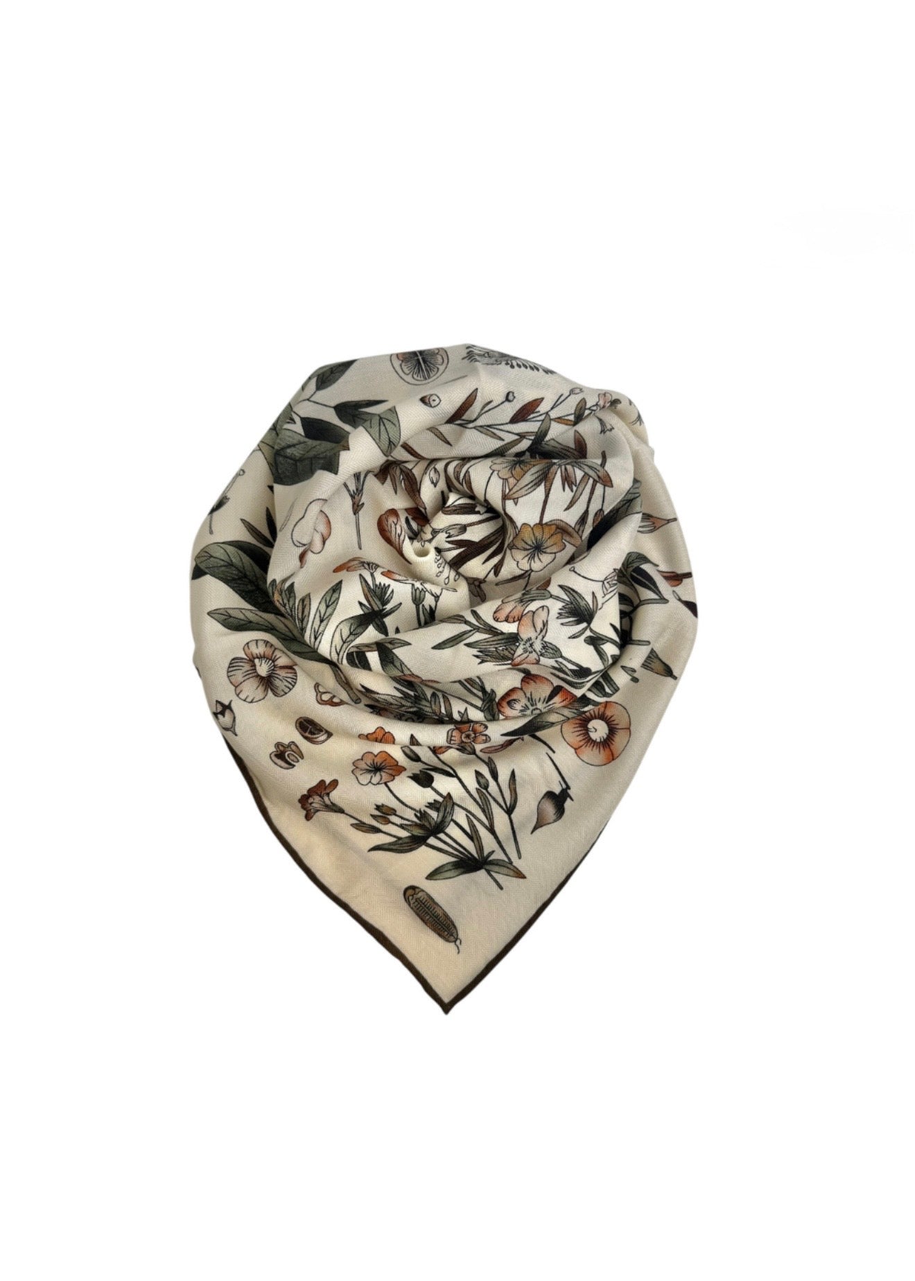 Wool-Silk Scarf Cream/Green