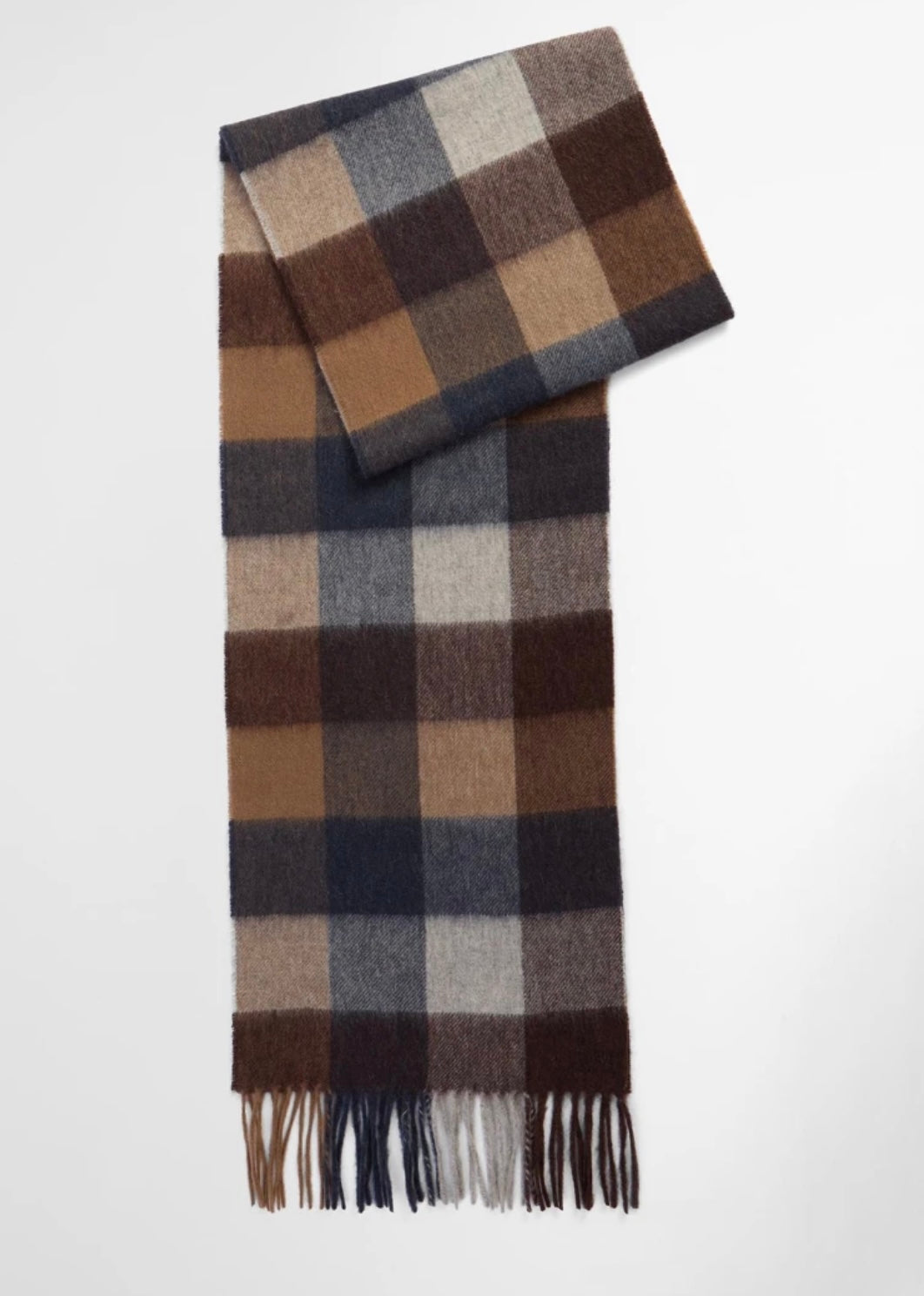 Lambswool Tattersall scarf Midnight Oak