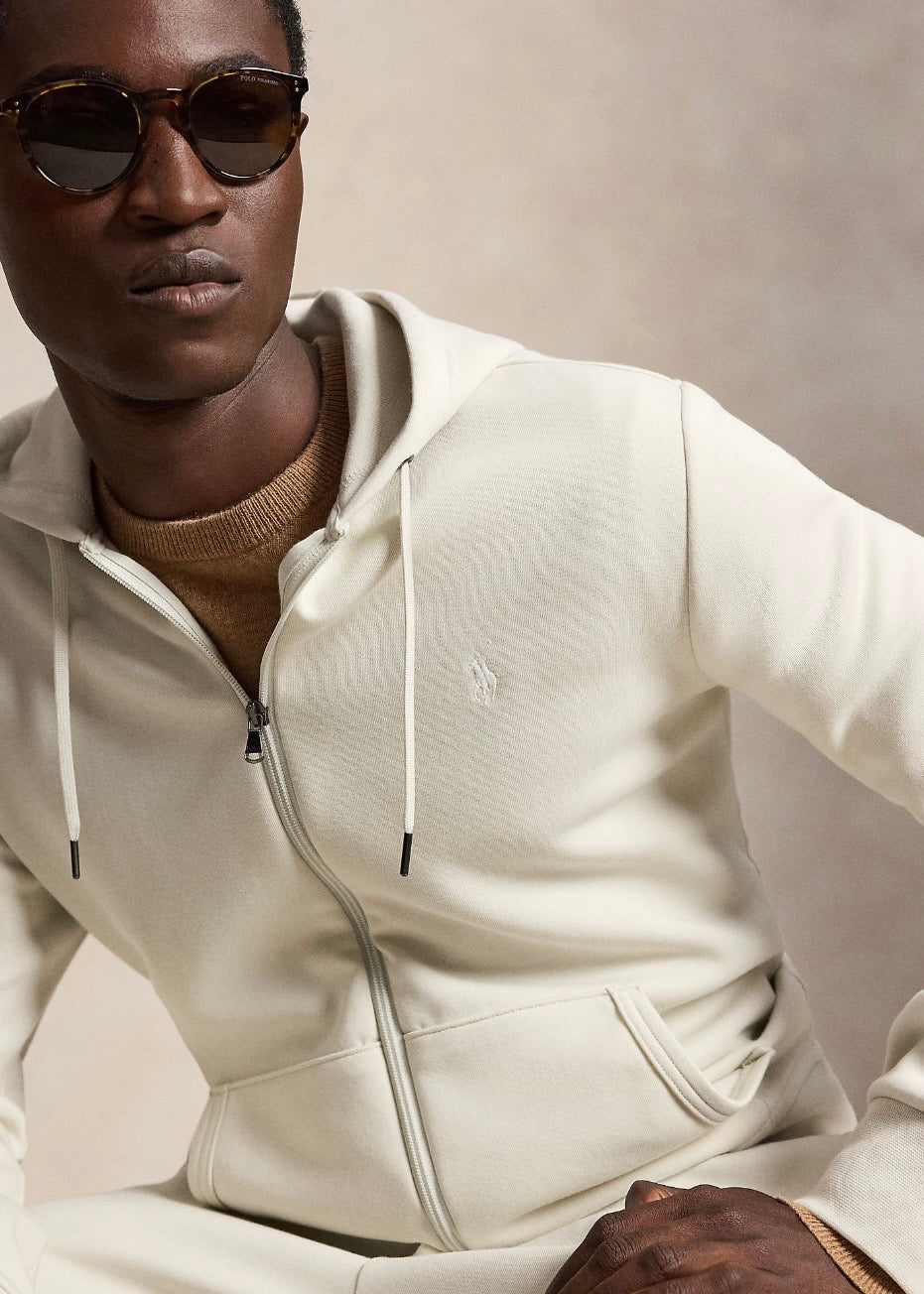 Double Knit Full Zip Hoodie Stone Pebble