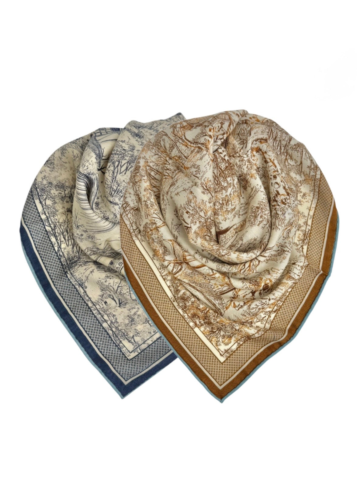 Wool-Silk Scarf Blue/Brown
