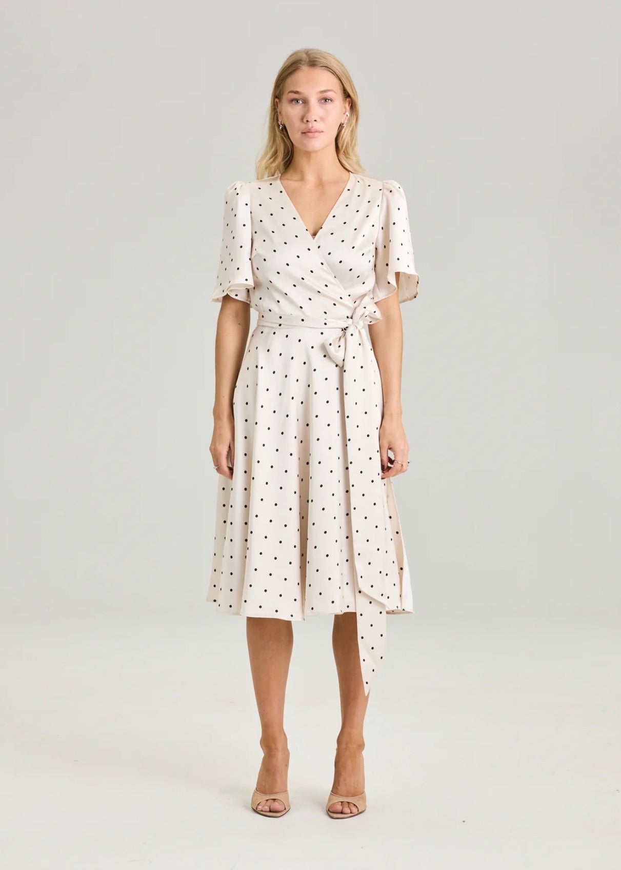 Florence Wrap Dress Ivory Dot