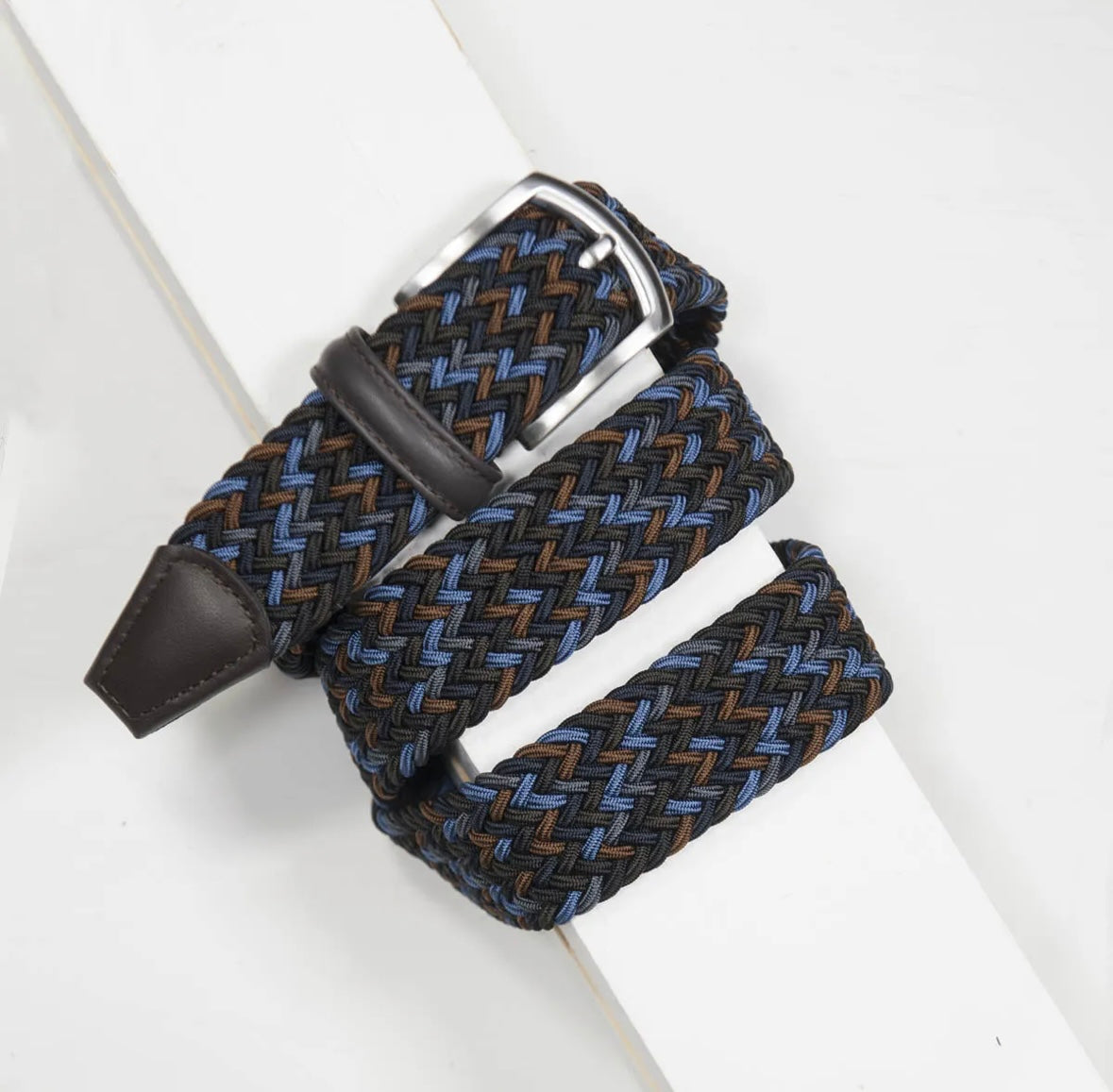 Elastic Belt Multi Brown/Blue